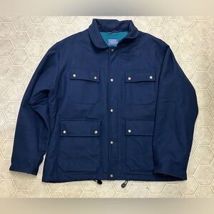 Rare Vintage Men's XL 3M Insulated Navy Blue Wool PENDLETON Snap Button Jacket